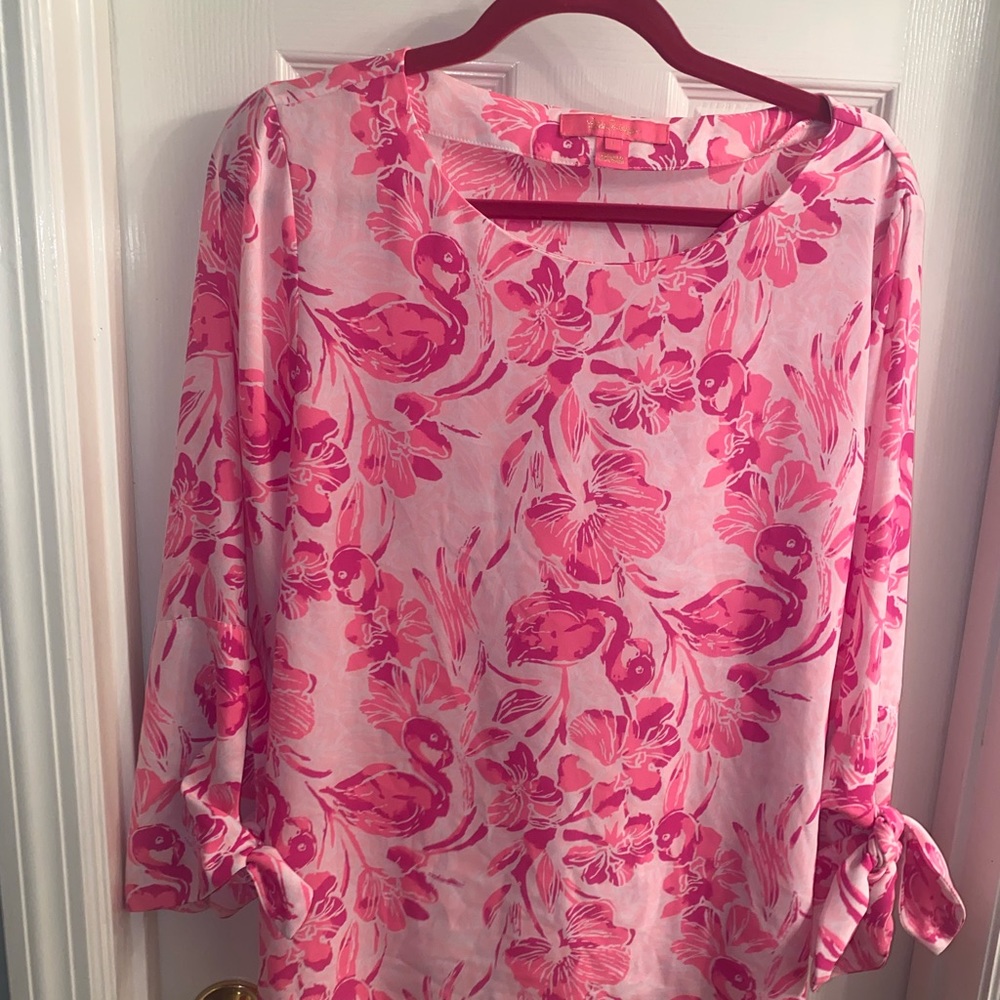 Lilly Pulitzer pink flamingo blouse